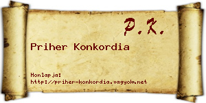 Priher Konkordia névjegykártya
